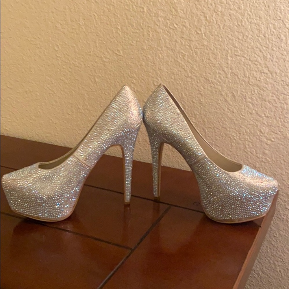 Steven Madden Deeva Champagne Rhinestone Heels